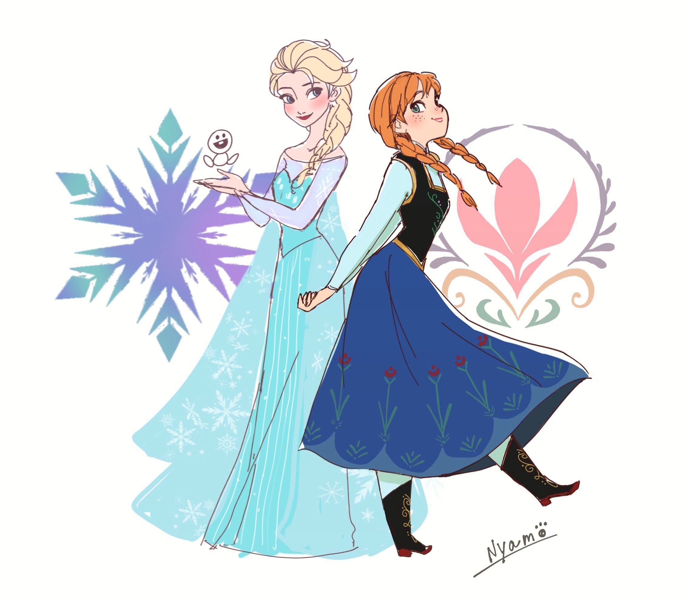 Рисунок Анны и Эльзы из холодного сердца