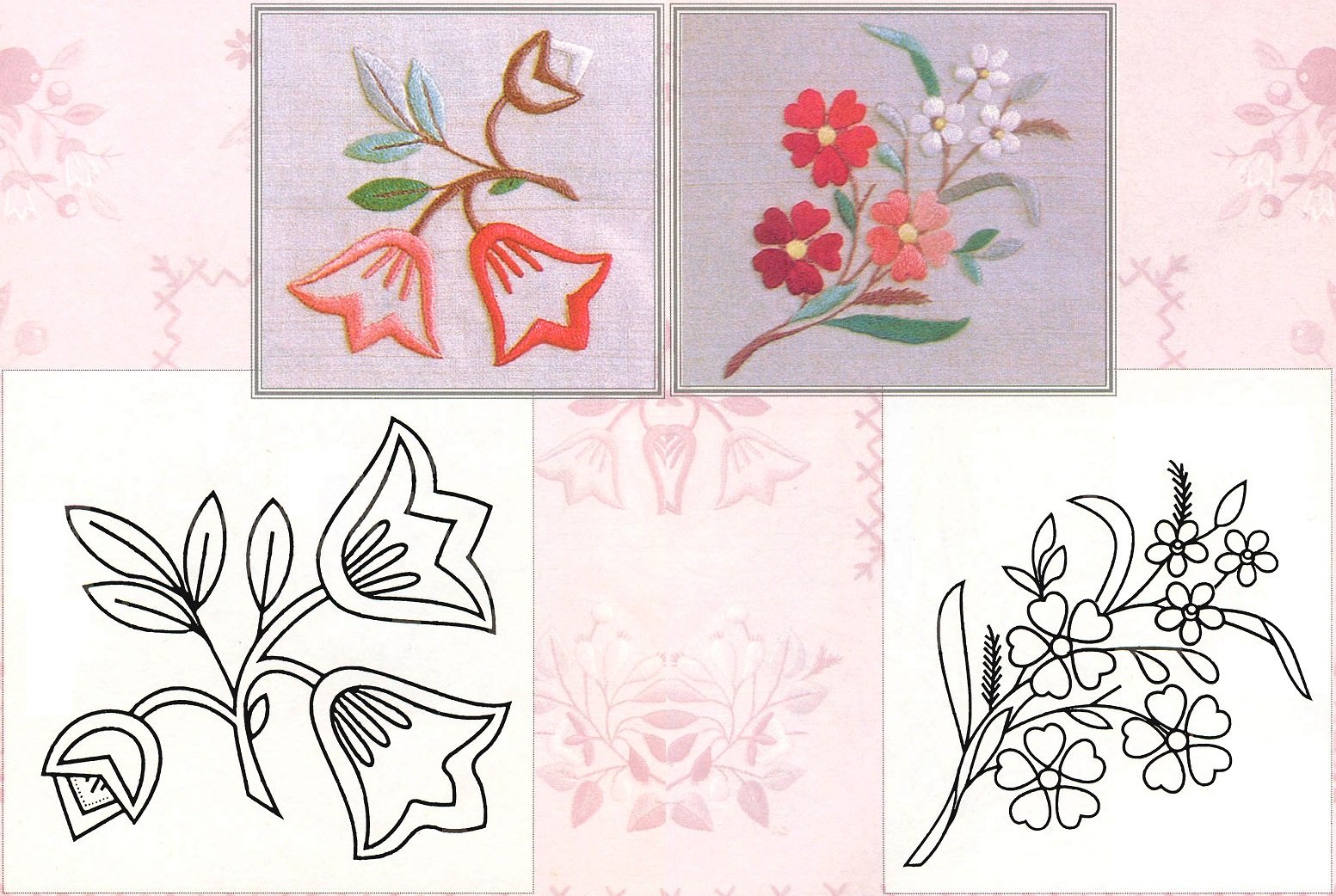Схемы цветов для вышивки гладью