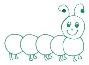 Гусеница раскраска для детей 2-3 лет