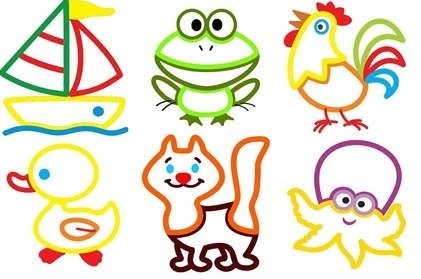 Раскраска с цветным контуром для малышей