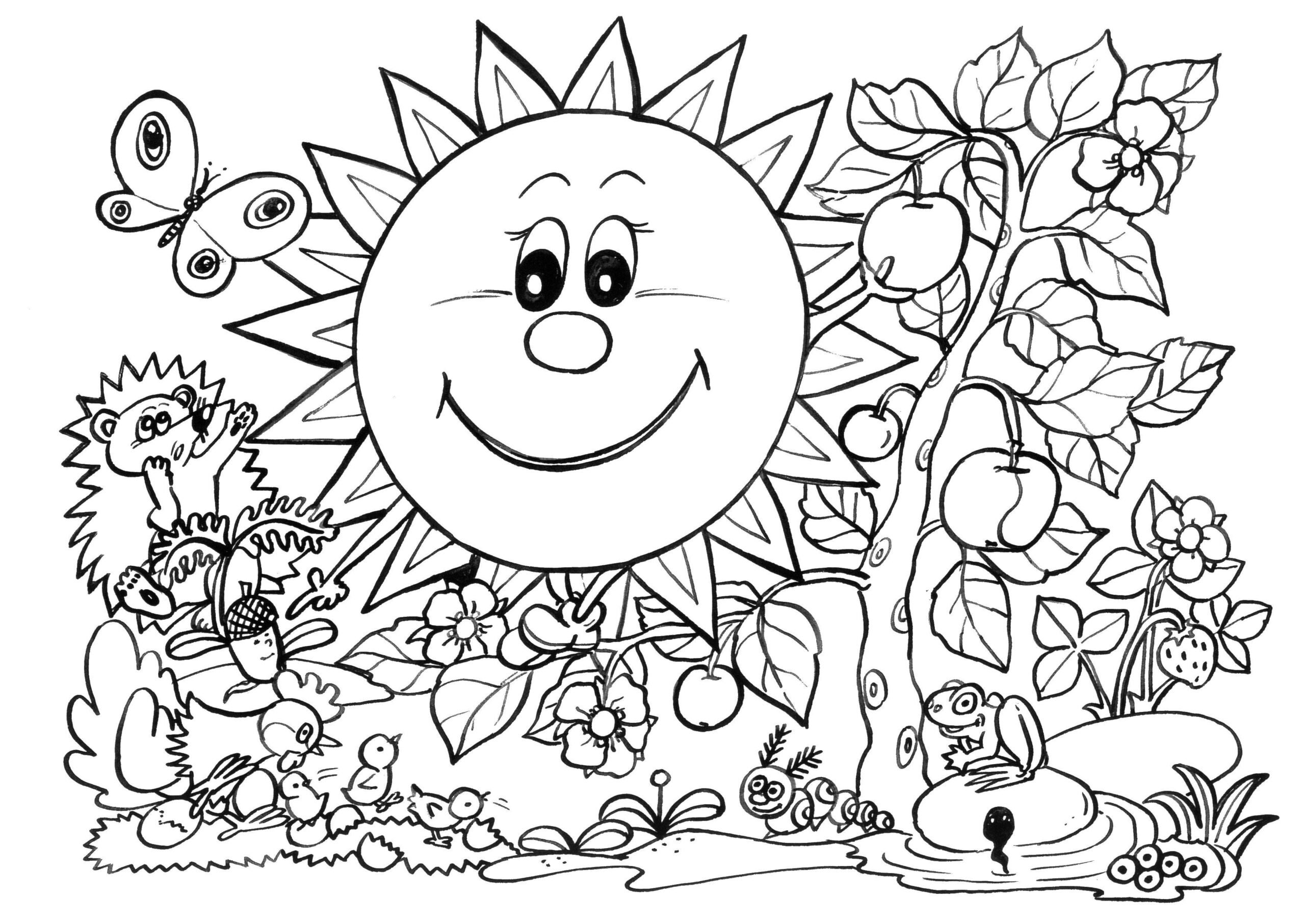 Раскраска лето детские летние забавы для детей распечатать