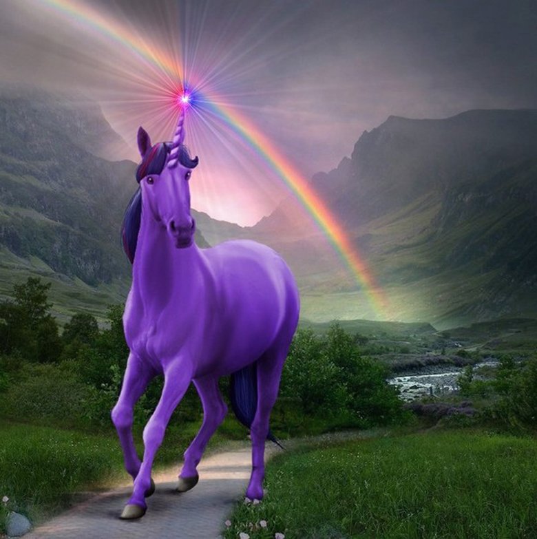 Фиолетовая лошадь. Единорог. Радужная лошадь. Фиолетовый Единорог. Самые красивые единороги