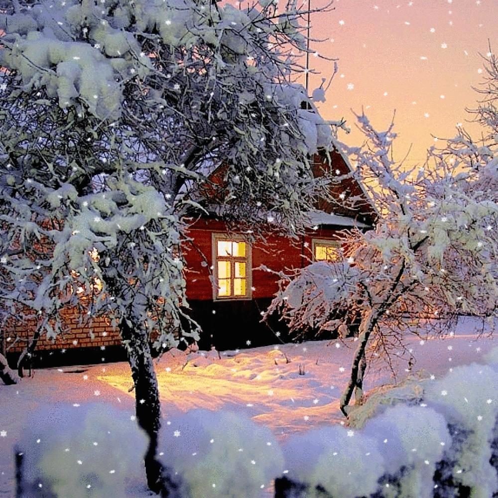 Красивая открытка со снегом. Зимний вечер. Доброго снежного вечера. Зимнее очарование. Чудесного зимнего вечера.