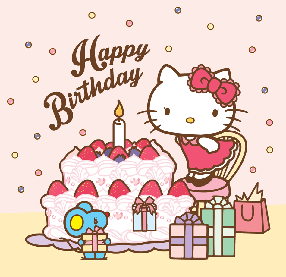 День рождения hello. Милый рисунок на день рождения. Хеллоу Китти с днем рождения. Hello Kitty открытка с днем рождения. Миленькие рисунки на др.
