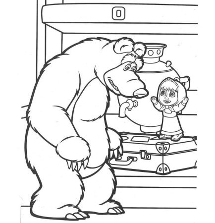 Разукрашки а4 Маша и медведь
