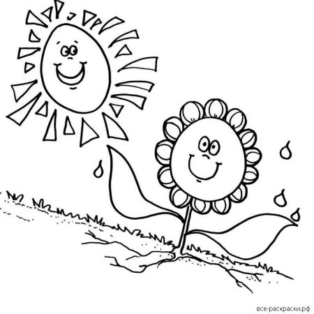 Раскраски солнышко и Подсолнухи