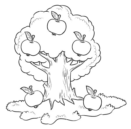 Яблоня раскраска для детей