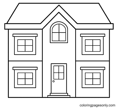 Раскраска домик двухэтажный