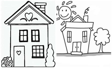 Домик раскраска для детей 2 лет