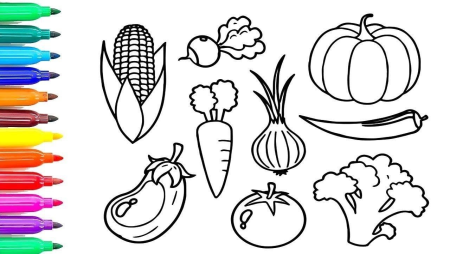 Овощи для раскрашивания для детей
