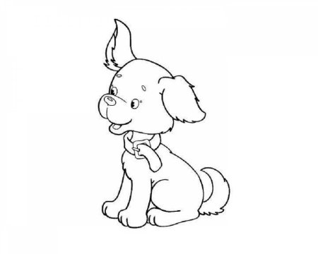 Щенок рисунок для детей раскраска