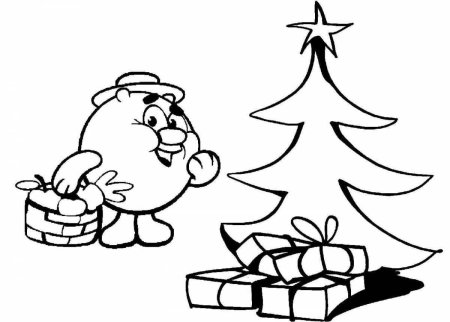 Новогодние Смешарики раскраска