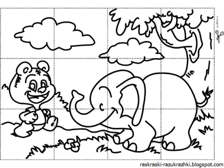 Пазлы для детей черно белые