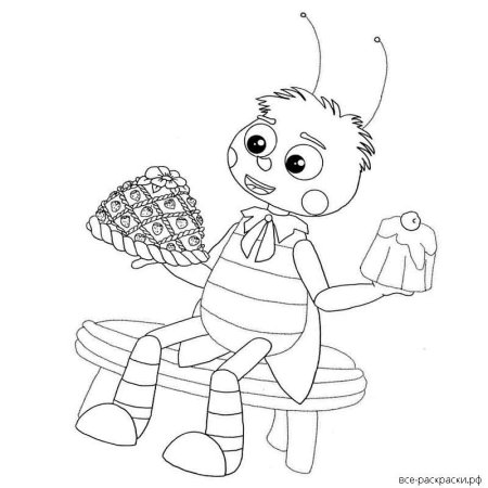 Раскраска Лунтик Божья коровка