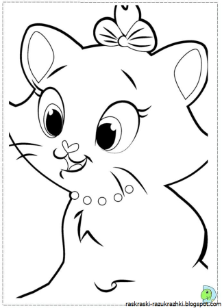 Котик с мышкой раскраска