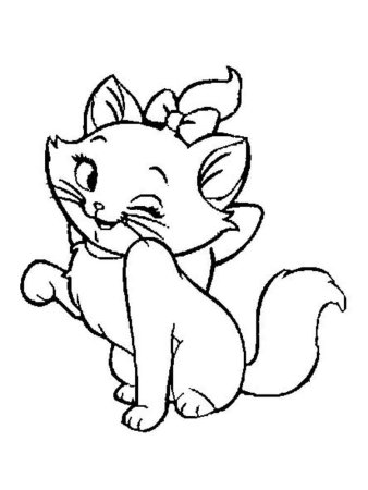 Кошечка с бантиком раскраска