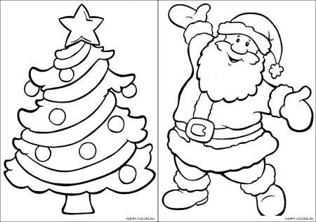 Раскраски новогодние для детей двойные