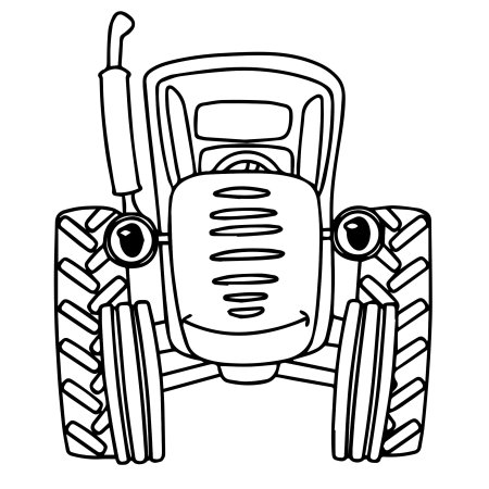 Синий трактор спереди