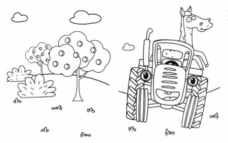 Трактор синий разукрашка трактор