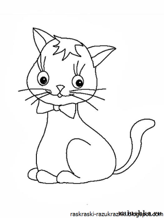 Кошка раскраска для детей 2-3