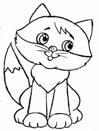 Раскраска кошка для малышей 2-3 лет