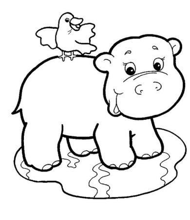 Бегемот раскраска для детей 2-3 лет