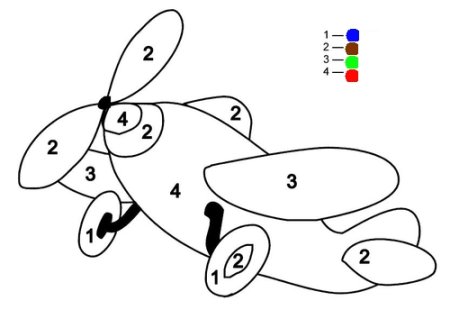 Раскраска по цифрам самолет для детей