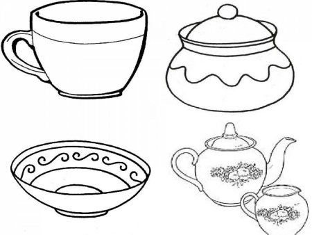 Посуда раскраска для детей