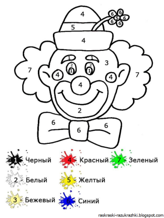 Математическая раскраска клоун