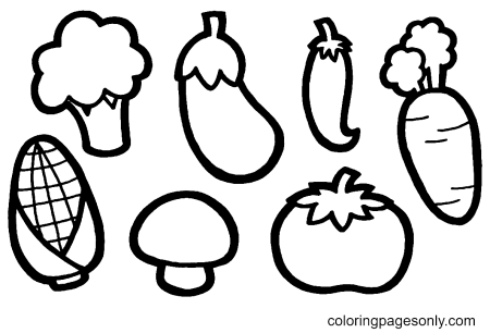 Раскраска овощи для детей 2-3 лет