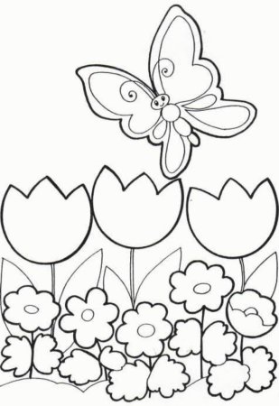 Раскраски для детей цветы и бабочки