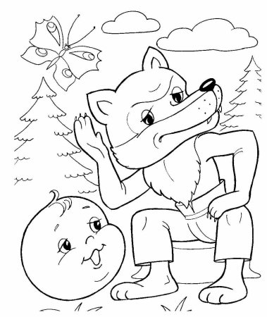 Колобок раскраска для детей