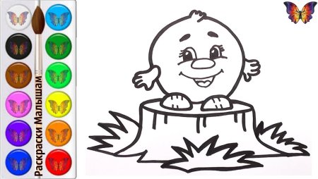 Колобок раскраска для детей 2-3 лет
