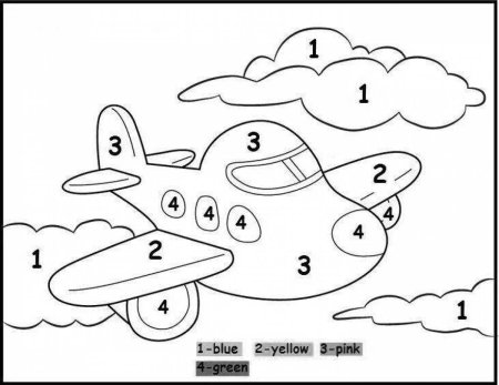 Раскраска по цифрам самолет