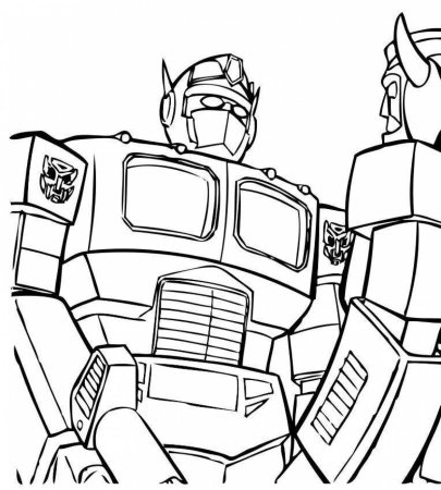 Раскраска роботы Бамблби и Оптимус Прайм