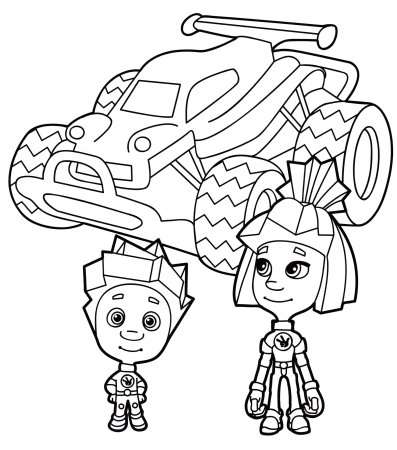 Раскраска Фиксики Симка и Нолик