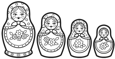 Трафарет матрешки 5 штук