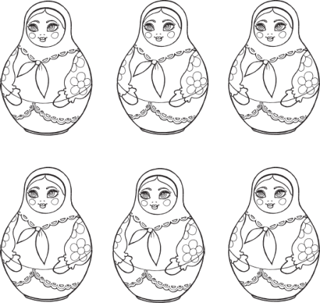 Раскраски матрешек для детей 2 младшей группы