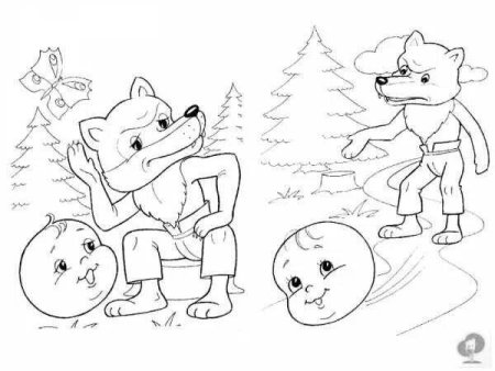 Лиса и Колобок раскраска для малышей