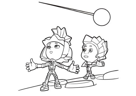 Раскраска Фиксики Симка и Нолик