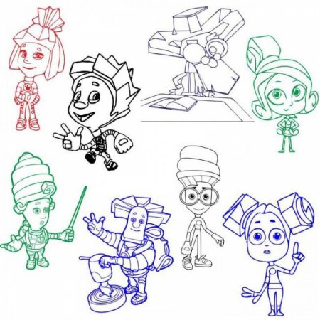 Раскраска Фиксики Симка и Нолик