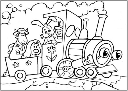 Детская раскраска паровозик