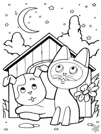 Кошки. Раскраска