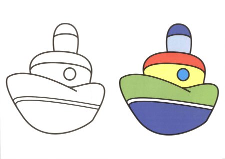 Раскраска кораблик для детей 2-3 лет