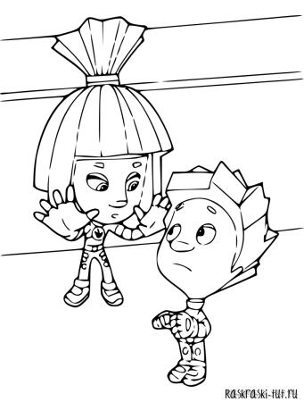 Фиксики раскраска для детей Симка и Нолик