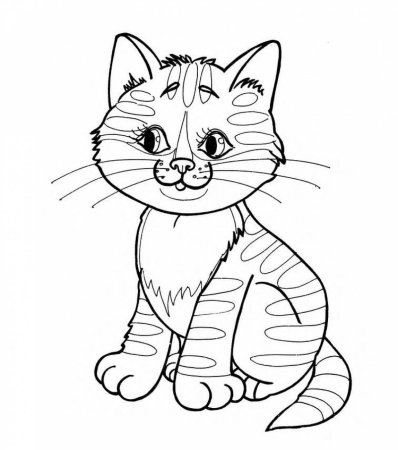 Кошка раскраска для детей