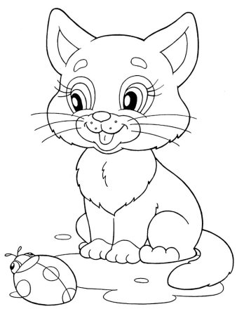 Кошка раскраска для детей