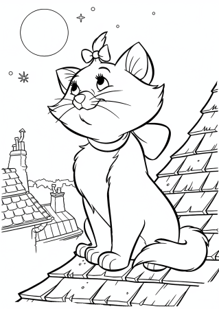 Раскраска кошка с котятами