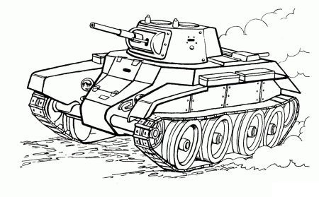 Раскраска танк т34 Военная техника для детей