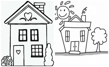 Раскраска домик для малышей 2-3 лет
